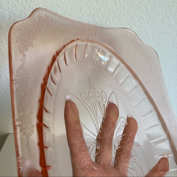 Vtg Pink Depression Glass Jeanette Adam Serving - Picture 8 of 10